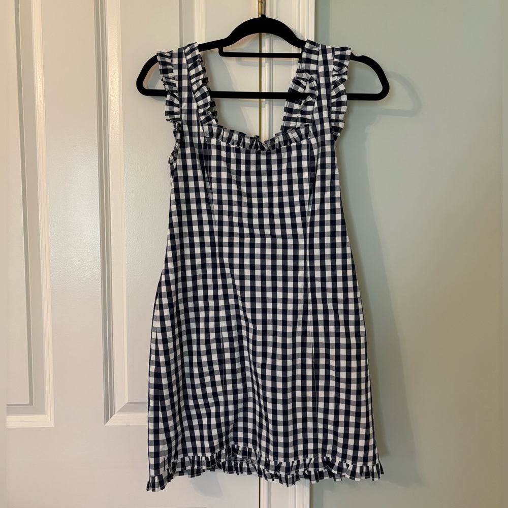 J. Crew Black and White Gingham Mini Dress